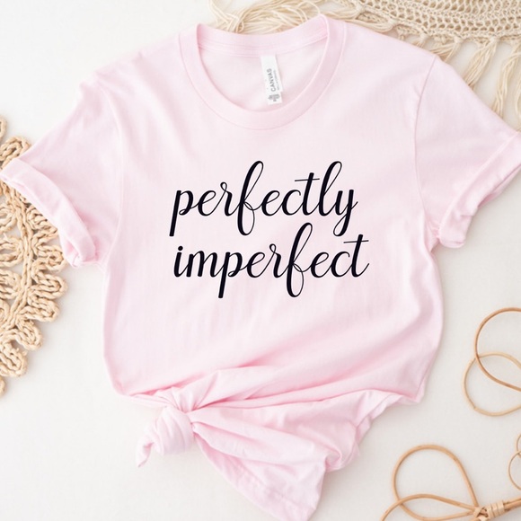 Perfectly Imperfect Graphic Crew Neck Short Sleeve Tee Shirt - Picture 2 of 4